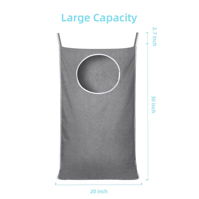 KEEPJOY 2Pack Space-Saving Hanging Laundry Bag, Door Laundry Hamper with 2 Different Types of Hooks, 30x20 Inch Oxford Fabric Laundry Storage Bag for Dirty Clothes (Grey-2Pack) - Image 3